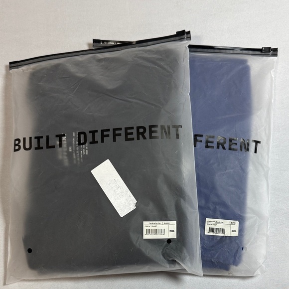 Built Different Men's 2 Pack Premium Crew Neck Tees-Size 2XL-Royal Blue & Black - Picture 4 of 5